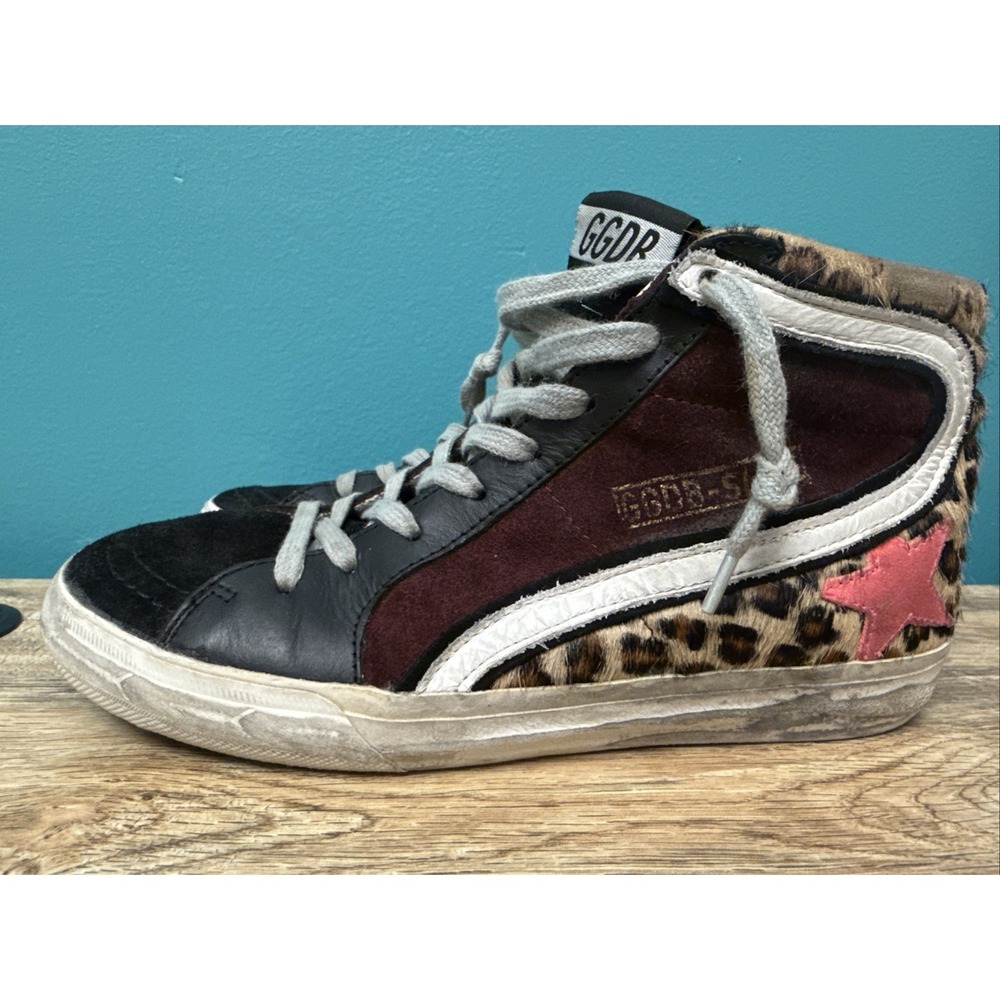 Golden Goose Deluxe Brand GGDB High Top Sneaker Leather Suede Leopard Slides 6 - Picture 4 of 10